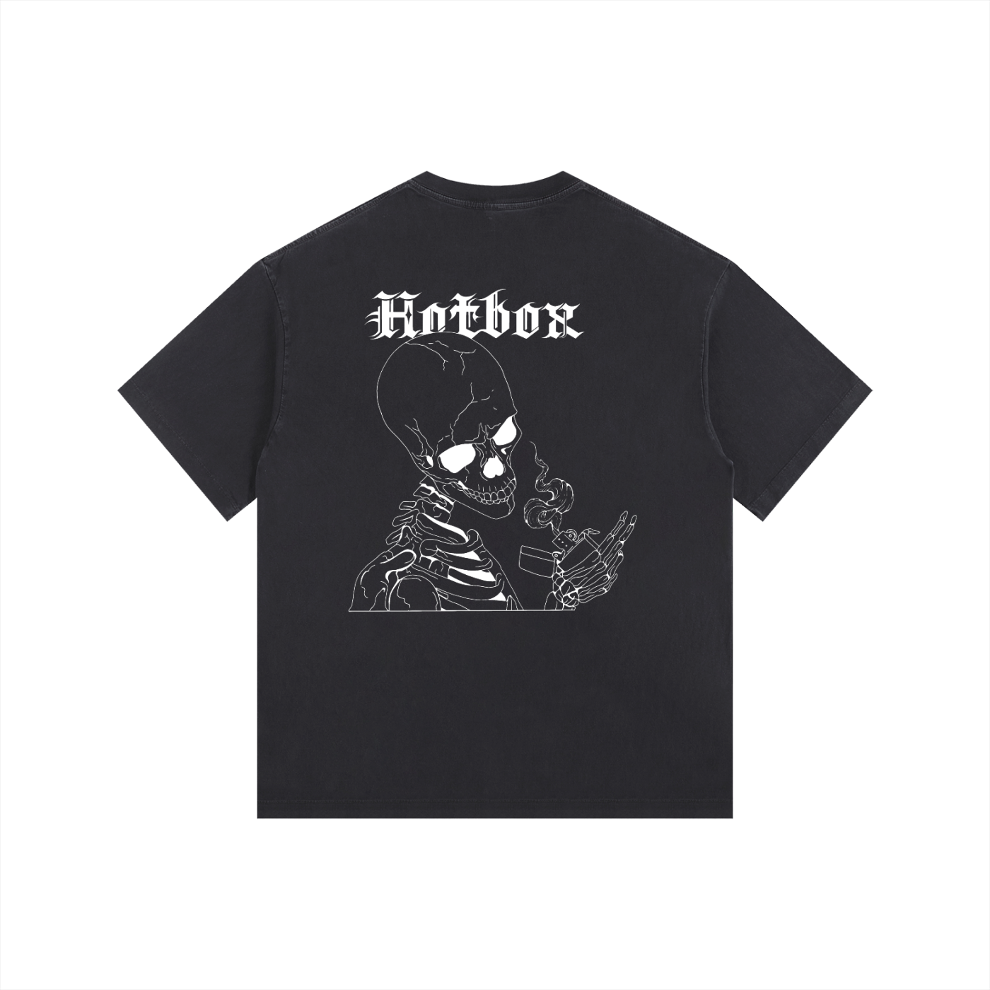 Vintage Washed Oversized Cotton T-Shirt smoking skeleton